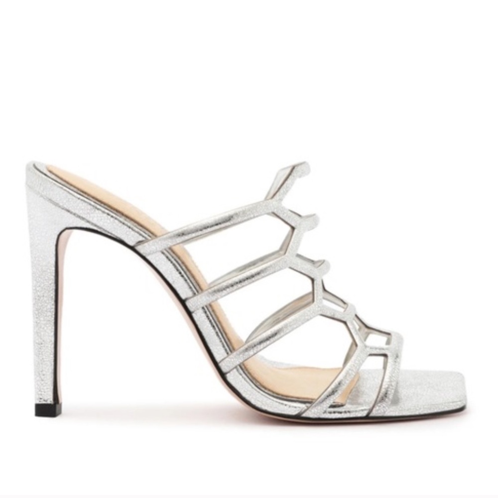 SCHUTZ Julianna Weekend Silver Metallic Leather Sandals